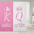 thumbnail image 1 of Manfei Cute Crown Print Shower Curtain 72Wx78L,Monogram Queen King Bath Curtain,Pink, 1 of 5