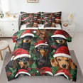 thumbnail image 1 of Manfei Cute Dachshund 7-Piece Twin Bedding Sets,Vintage Christmas Hat Bedding Comforter Set,Red Black Green Sheet Sets For Boys Kids,Ultra Soft Home Decor Reversible, 1 of 8