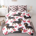 thumbnail image 1 of Manfei Cute Dachshund Bedding Comforter Set 7-Piece,Pet Animal King Bedding Sets,Pink Hearts Print Bed Sheets For Girls Boys,Breathable Home Decor,Reversible, 1 of 8