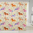 thumbnail image 1 of Manfei Cute Dachshund Shower Curtain 72Wx84L, Vibrant Blossom Floral Bathroom Shower Curtain, Cream, 1 of 5