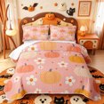 thumbnail image 1 of Manfei Cute Daisy Pumpkin Print Twin Quilt Set,Thanksgiving Theme Twin Coverlet Set,2-Piece,1 Bedspread and 1 Pillowcase, 1 of 7