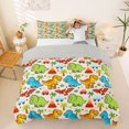 thumbnail image 1 of Manfei Cute Dino Animals Duvet Cover Queen,Kawaii Palm Tree Cars Queen Bedding,Pink Yellow,Navy Blue Reversible,1 Duvet Cover and 2 Pillowcases, 1 of 6