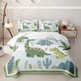 thumbnail image 1 of Manfei Cute Dino Animals Twin Quilt Set,Kawaii Mountain Palm Tree Twin Coverlet Set,Gray Green,2pcs,1 Bedspread and 1 Pillowcase, 1 of 7