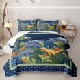 thumbnail image 1 of Manfei Cute Dino Animals Twin Quilt Set,Kawaii Plant Pterosaur Twin Coverlet Set,Navy Green,2 Pieces,1 Bedspread and 1 Pillowcase, 1 of 7
