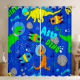 thumbnail image 1 of Manfei Cute Dino Dinosaur Blackout Curtains Set of 2 (52x84 Each),Cartoon Rocket Planet Window Curtains,Blue Orange Gray Curtains and Drapes For Boys Teens,Super Cozy Room Decor, 1 of 6
