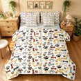 thumbnail image 1 of Manfei Cute Dog Full Size Bedding Sets, Graffiti Paw Print Full Size Bed in a Bag, Cream, Gray Reversible, 7-Piece, 1 of 6