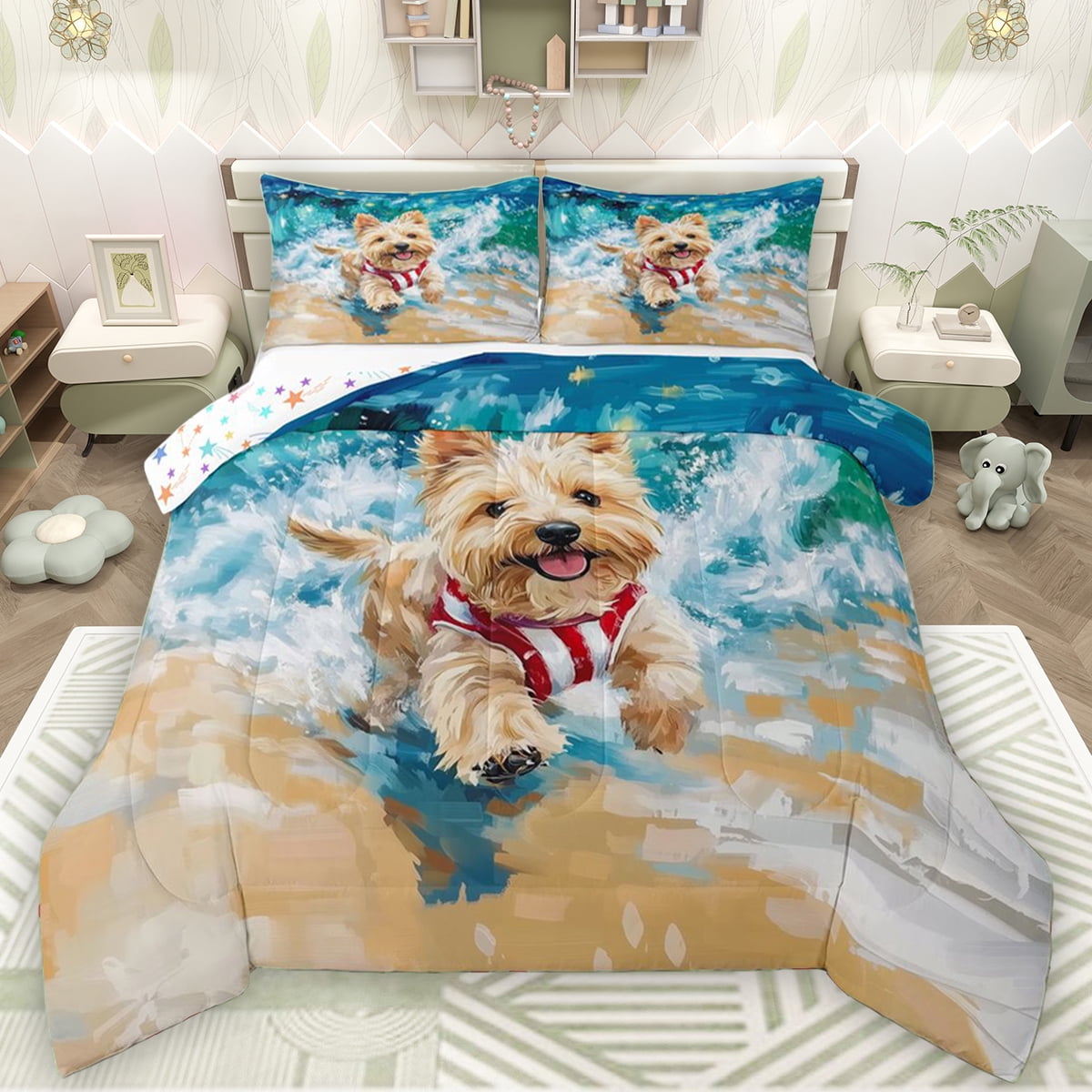 twin dog themed comforter