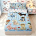 thumbnail image 1 of Manfei Cute Dog Lover Zipper Twin Comforter Sets with Fitted Sheet and 2 Pillowcases, Cartoon Daisy Zipper Bedding Set, Light Blue, Polkadot Reversible, 4pcs, 1 of 7