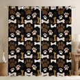 thumbnail image 1 of Manfei Cute Dog Paw Blackout Curtains, Cartoon Bone Print Window Curtains Pack of 2 (38x45 Each), Black Brown, 1 of 6