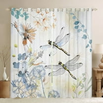 Manfei Cute Dragon Black Out Curtains,Rustic Flower Dandelion Curtains Pack of 2 (42x63 Each),Yellow White Bedroom Curtains For Girls Kids,Breathable Home Decor