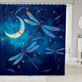 thumbnail image 1 of Manfei Cute Dragonflies Shower Curtain 72Wx72L,Dreamy Moon Stars Galaxy Bathroom Curtain,Deep Blue, 1 of 5