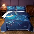 thumbnail image 1 of Manfei Cute Dragonflies Twin Quilt Set,Dreamy Moon Stars Galaxy Twin Coverlet Set,Deep Blue,Black Reversible,2-Piece,1 Bedspread and 1 Pillowcase, 1 of 7