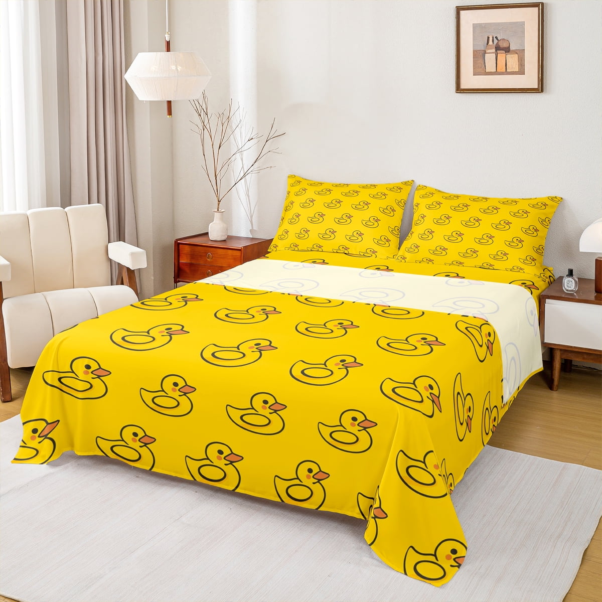 Manfei Cute Duck Full Size Sheets,Cartoon Animal Bed Sheets,Orange ...