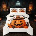 thumbnail image 1 of Manfei Cute Fall Halloween Pumpkin Full Size Comforter Sets for Kids, Magical Witch Hat Bat Bedding Comforter Set, Halloween Reversible, 3 Pieces, 1 Comforter and 2 Pillowcases, 1 of 6