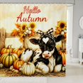 thumbnail image 1 of Manfei Cute Farm Cow Shower Curtain 72Wx72L,Autumn Pumpkin Sunflowers Bathroom Curtain,Cream Orange, 1 of 6