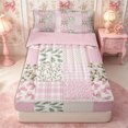 thumbnail image 1 of Manfei Cute Floral Bow Zipper Twin Comforter Sets with Fitted Sheet and 2 Pillowcases,Checkered Leopard Print Zipper Bedding Set,Reversible, 1 of 7