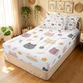 thumbnail image 1 of Manfei Cute Flower Cat Zipper Full Size Comforter Sets with Fitted Sheet and 2 Pillowcases, Cartoon Pet Animal Zipper Bedding Set, White, Polkadot Reversible, 4-Piece, 1 of 7