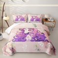 thumbnail image 1 of Manfei Cute Flowers Pattern Bed Spread Queen,Cartoon Unicorn Queen Coverlet Set,Purple Pink,3 Pieces, 1 of 7