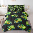 thumbnail image 1 of Manfei Cute Garbage Truck 7-Piece King Bedding,Recycling Bin King Bed in a Bag,Green,Black Reversible, 1 of 7