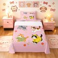thumbnail image 1 of Manfei Cute Garden Kitten Twin Sheets, Spring Floral Bedding, Pink, 3 Pieces, 1 Flat Sheet, 1 Fitted Sheet and 1 Pillowcase, 1 of 6