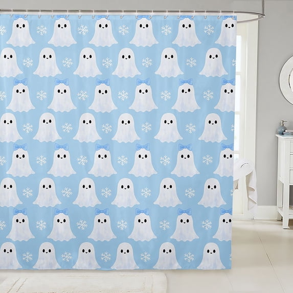 Manfei Cute Ghost Shower Curtain 72Wx84L,Happy Halloween Bathroom Shower Curtain