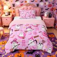 thumbnail image 1 of Manfei Cute Ghost Sugar Skull Twin Comforter Sets 2pcs, Halloween Spooky Pumpkin Bedding Set, Hot Pink White,Pink Reversible,1 Comforter and 1 Pillowcase, 1 of 6