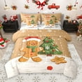 thumbnail image 1 of Manfei Cute Gingerbread Man 7-Piece Bedding Comforter Set,Merry Xmas King Bedding Sets,Green Brown Bed Sheets For Girls,Ultra Soft Home Decor Reversible, 1 of 9