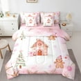 thumbnail image 1 of Manfei Cute Gingerbread Man Bedding Comforter Set 7-Piece, Christmas House Tree King Bedding Sets, Vintage Western Festival Reversible Bed Sheets, Lightweight Room Decor, 1 of 7