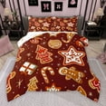 thumbnail image 1 of Manfei Cute Gingerbread Man Bedding Comforter Set for Kid, Red Brown Christmas Twin Comforter Sets, Xmas Tree Stars Gifts Reversible Bedding Set, Luxury Bedroom Decor, 2 Pieces, 1 of 9