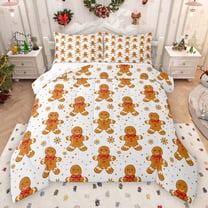 Manfei Cute Gingerbread Man Bedding Comforter Set,Merry Christmas Twin Comforter Sets,Gold Brown White Bedding Set For Girtls Teens,Microfiber Bedroom Decor Reversible,2-Piece