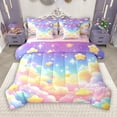 thumbnail image 1 of Manfei Cute Glitter Stars 7pcs Bedding Comforter Set for Kids, Starry Sky Cloud Queen Bedding Sets, Dreamy Cartoon Theme Reversible Queen Sheet Sets, Luxury Bedroom Decor, 1 of 8