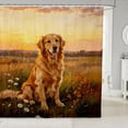 thumbnail image 1 of Manfei Cute Golden Retriever Shower Curtain 72Wx72L, Pastoral Wildlife Bathroom Curtain, Golden, 1 of 5