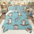 thumbnail image 1 of Manfei Cute Grey Otter 3 Pieces Queen Comforter Set for Boys Girls,Polka Dots Ultra Soft Bedding Sets,Kawaii Animal Bedding Comforter Set,Lightweight Room Decor,Reversible, 1 of 8