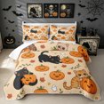 thumbnail image 1 of Manfei Cute Halloween Cat Quilt Full, Pumpkin Ghost Full Bedspread Sets, Orange Beige, 3-Piece, 1 Coverlet and 2 Pillowcases, 1 of 7