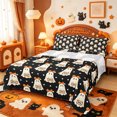 thumbnail image 1 of Manfei Cute Halloween Ghost Bed Sheets,Geometric Polkadot Full Size Sheets,4 Pieces,1 Flat Sheet,1 Fitted Sheet and 2 Pillowcases, 1 of 6