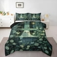 thumbnail image 1 of Manfei Cute Halloween Ghost Full Size Comforter Sets,Rustic Daisy Flower Bedding Comforter Set,Green White Bedding Sets For Teens,Ultra Soft Home Decor Reversible,3pcs, 1 of 8