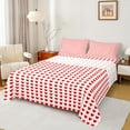 thumbnail image 1 of Manfei Cute Heart Print Twin Sheet Sets for Girls, Red White Twin Fitted Sheet, Love Theme Flat Sheet, Luxury Bedroom Decor 3pcs, 1 of 7