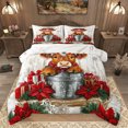 thumbnail image 1 of Manfei Cute Highland Bull Queen Comforter Set, Christmas Poinsettia Flower Bedding Sets, Rustic Farmhouse Reversible Bedding Comforter Set, Lightweight Room Decor, 3 Pieces, 1 of 8
