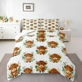 thumbnail image 1 of Manfei Cute Highland Cattle Bedding Comforter Set,Green Leaves Twin Comforter Sets,Rustic Farmhouse Cabin Bedding Set For Girls,Breathable Home Decor Reversible,2 Pieces, 1 of 8