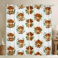thumbnail image 1 of Manfei Cute Highland Cattle Black Out Curtains,Green Leaves Curtains Pack of 2 (42x63 Each),Rustic Farmhouse Cabin Bedroom Curtains For Girls,Breathable Home Decor, 1 of 6