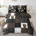 thumbnail image 1 of Manfei Cute Highland Cow 7 Pieces Bedding Comforter Set,Brown Leopard Print Full Bedding Set,Patchwork Geometric Plaid Fitted Sheet Flat Sheet For Girls Boys,Breathable Home Decor Reversible, 1 of 8