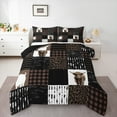 thumbnail image 1 of Manfei Cute Highland Cow Bedding Comforter Set,Brown Leopard Print Twin Comforter Sets,Patchwork Geometric Plaid Bedding Set For Girls Boys,Breathable Home Decor Reversible,2-Piece, 1 of 8