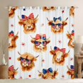 thumbnail image 1 of Manfei Cute Highland Cow Kitchen Curtains,American Flag Bowtie Black Out Curtains Pack of 2 (42x63 Each),Brown, 1 of 7