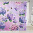 thumbnail image 1 of Manfei Cute Hydrangea Floral Shower Curtain 72Wx84L, Chic Blossom Bathroom Shower Curtain, Lilac Purple Green, 1 of 5