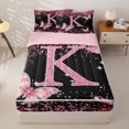 thumbnail image 1 of Manfei Cute Initial K Zipper Twin Comforter Sets with Fitted Sheet and 2 Pillowcases,Sweet Butterfly Zipper Bedding Set,Pink,Pink Reversible4pcs, 1 of 8
