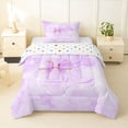 thumbnail image 1 of Manfei Cute Initial R Twin Comforter Sets,Sweet Bow Bedding Set,Purple,Polkadot Reversible,2 Pieces,1 Comforter and 1 Pillowcase, 1 of 7