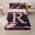 thumbnail image 1 of Manfei Cute Initial R Zipper Full Size Comforter Sets with Fitted Sheet and 2 Pillowcases,Sweet Butterfly Zipper Bedding Set,Pink,Pink Reversible4pcs, 1 of 8