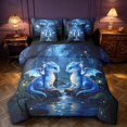 thumbnail image 1 of Manfei Cute Kawaii Dragon Animals 7-Piece Twin Bedding,Fantasy Wildlife Bedding Comforter Set,Navy Blue,Black Reversible, 1 of 6