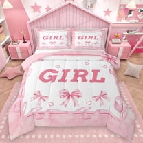 Manfei Cute Kawaii Girl Bedding Comforter Set, Cartoon Stars Bow-tie Twin Comforter Sets, Fairy Tale Princess Reversible Bedding Set, Lightweight Room Decor, 2 Pieces