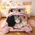 thumbnail image 1 of Manfei Cute Kitten Full Size Comforter Sets, Pet Animal Bedding Comforter Set, Pink, Pink Reversible, 3pcs, 1 Comforter and 2 Pillowcases, 1 of 7